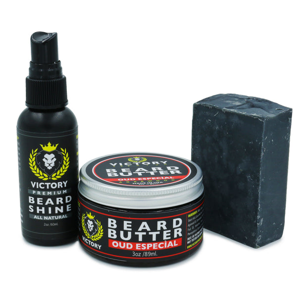 Victory Premium Oud Beard Butter, Beard Oil & Activated Charcoal Soap