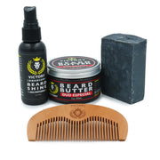 Victory Premium Beard Grooming Kit. Beard Butter Beard Oil Activated Charcoal Soap. 